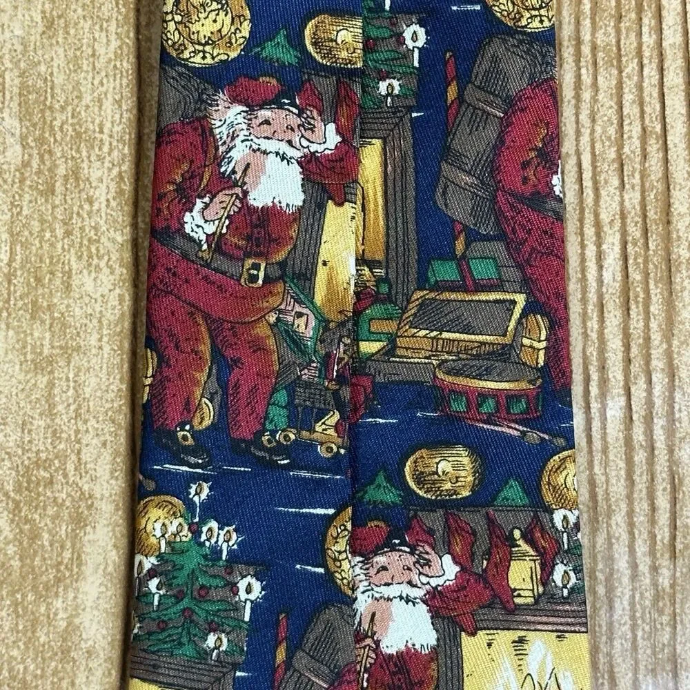 Robert Talbott Silk Tie Santa‎ Claus Necktie 63” Christmas